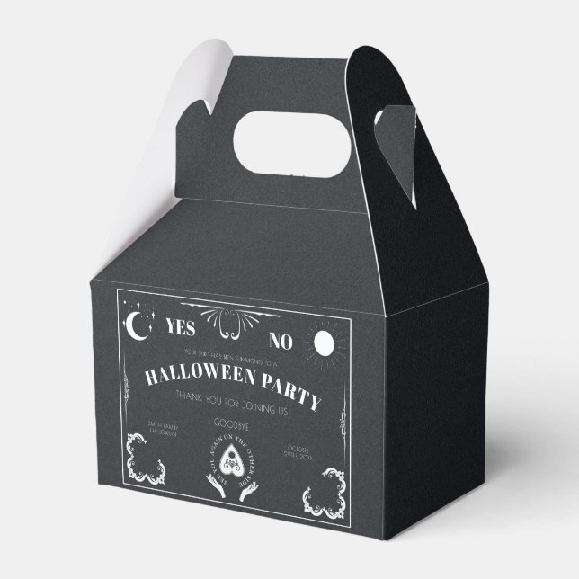 Spirit Board Celestial Black & White Halloween Favor Box (Front Side)