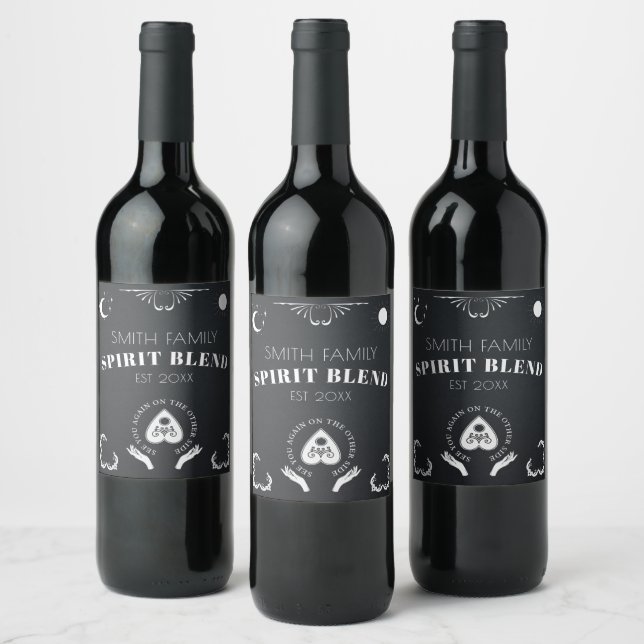 Spirit Board Celestial Black & White Halloween Wine Label (Bottles)