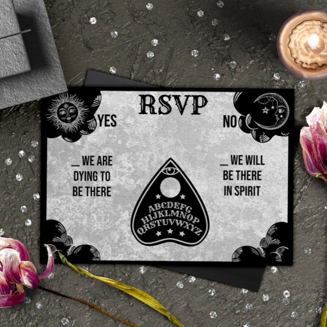 Spirit Board Gothic, Fall & Halloween Wedding RSVP Card (Creator Uploaded)