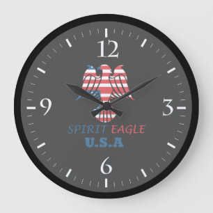 Spirit eagle USA flag Large Clock