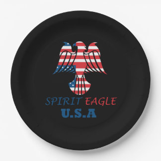 Spirit eagle USA flag Paper Plate