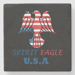 Spirit eagle USA flag Stone Coaster