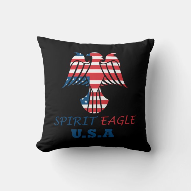 Spirit eagle USA flag Throw Pillow (Front)