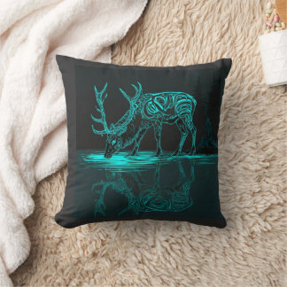 Spirit Elk Reflection | Neon Forest Totem T-Shirt Throw Pillow