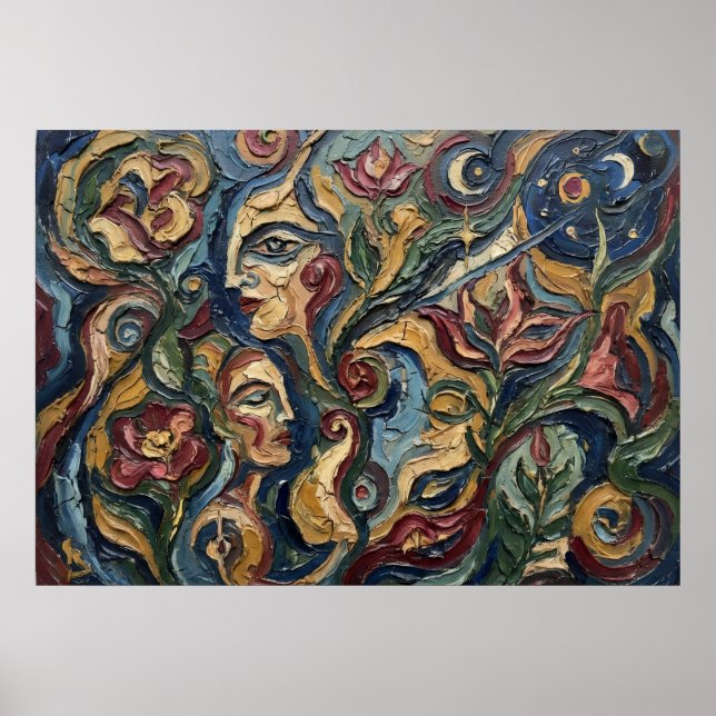 Spirit Faces Visionary Floral Poster (Front)