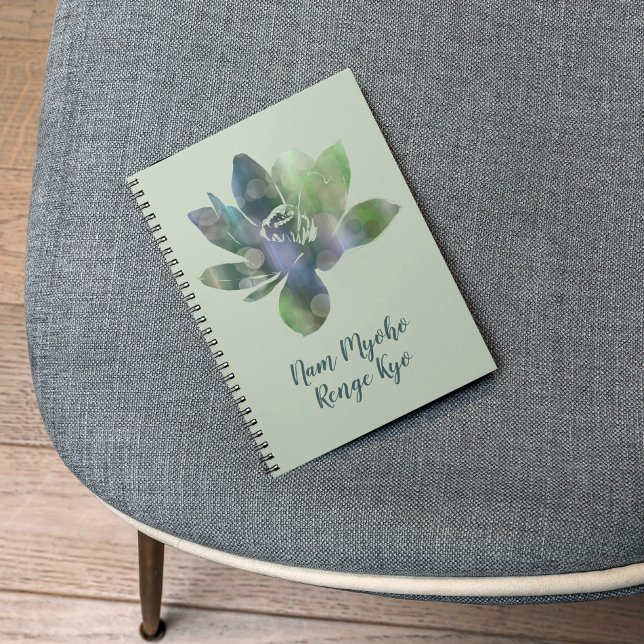 Spirit Green Circle Lotus Flower Nam Myoho Renge Notebook (Creator Uploaded)