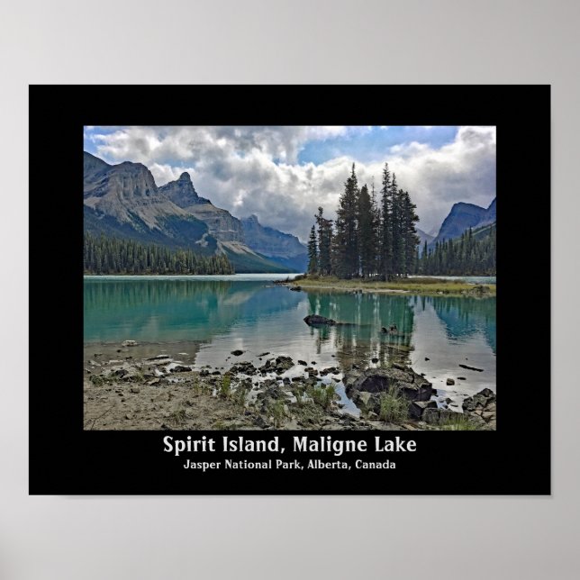 Spirit Island Maligne Lake Affiche de design paysa (Devant)