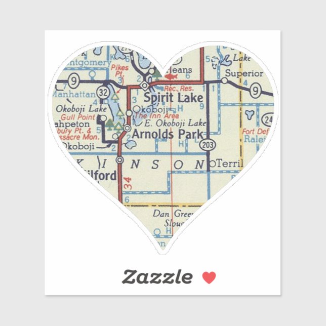 Spirit Lake IA Vintage Map (Sheet)