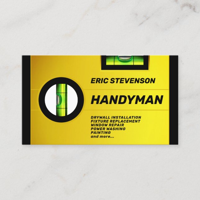 Spirit level technical skills inspired  business card (Front)
