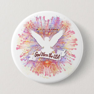 Spirit of 1776 God Bless the USA Banner Bald Eagle 3 Inch Round Button