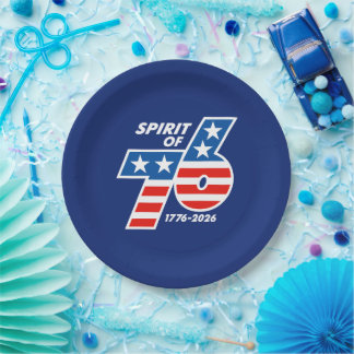 Spirit of 76 - America's 250th Birthday 1776-2026 Paper Plate