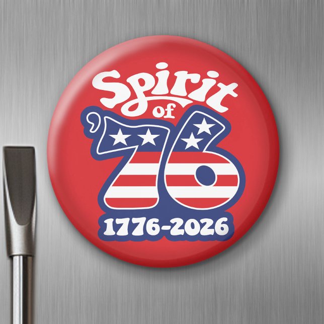 Spirit of 76 - Groovy USA 250 - 1776-2026 Magnet (Spirit of 76 - America's Birthday Celebration Magnet)