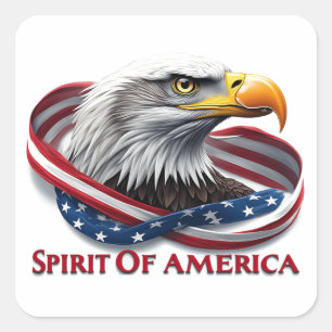 Spirit of America American Flag Patriotic Square Sticker