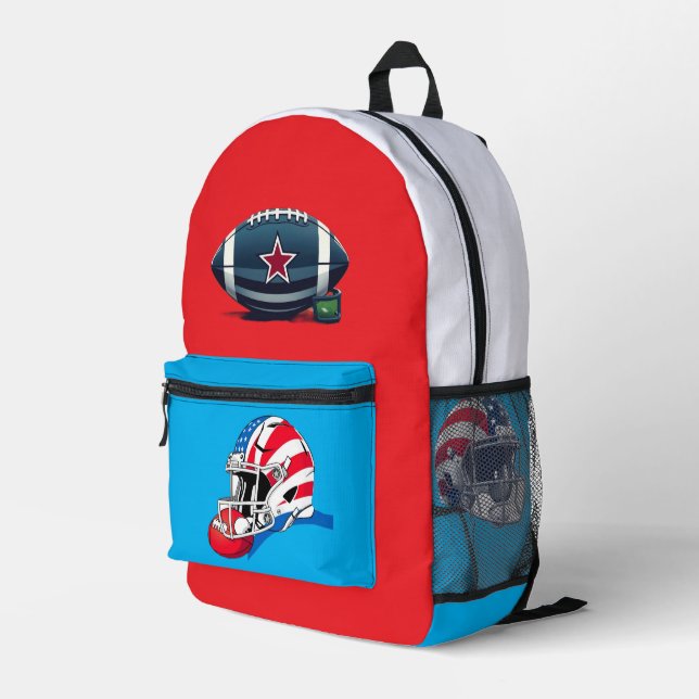 "Spirit of American Football - Strength, Courage,  Printed Backpack (Back Corner Right)
