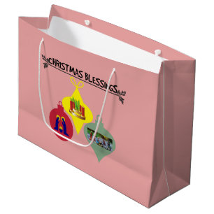 Spirit of Christmas Trio of Religious Ornaments Large Gift Bag