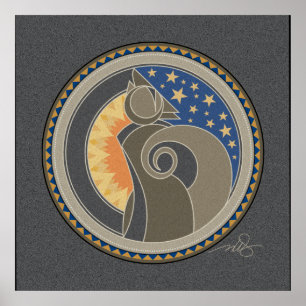 Spirit Of Coyote grey background Poster