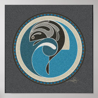 Spirit Of Fish grey background Poster