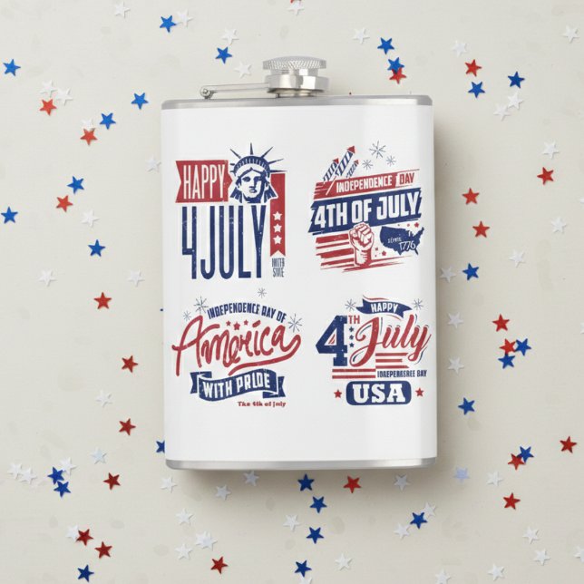Spirit of Independence Fourth of July  Hip Flask (Sip the spirit of liberty.)