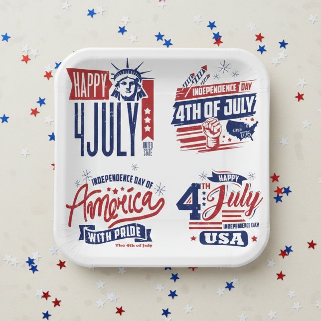 Spirit of Independence Fourth of July  Paper Plate (Freedom means never doing dishes.)