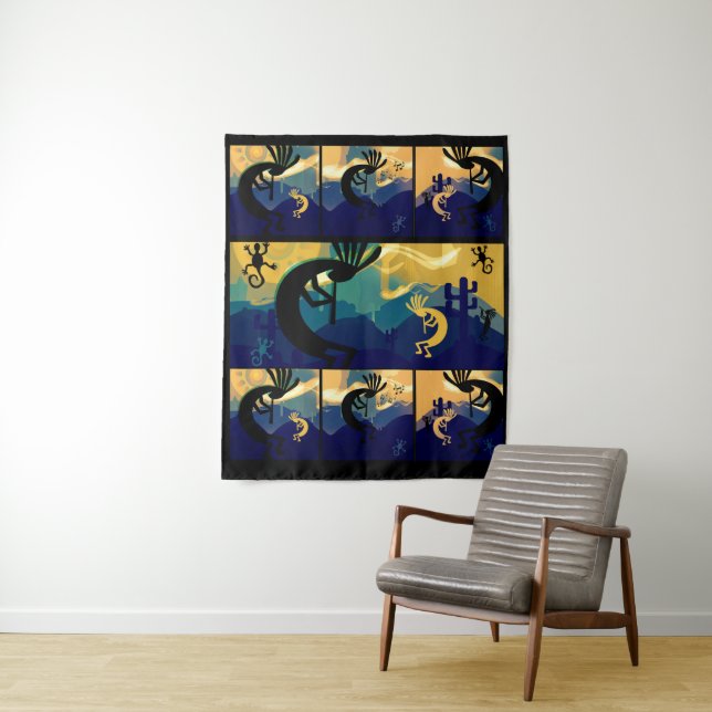 Spirit of Kokopelli Desert Landscape Medium Tapestry (In Situ)