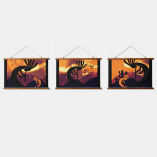 Spirit of Kokopelli Desert Landscape Sunset Hanging Tapestry