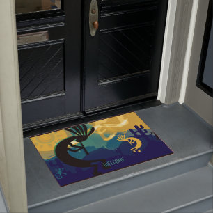 Spirit of Kokopelli Desert Landscape Teal  Doormat