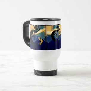 Spirit of Kokopelli Desert Landscape Teal Travel Mug