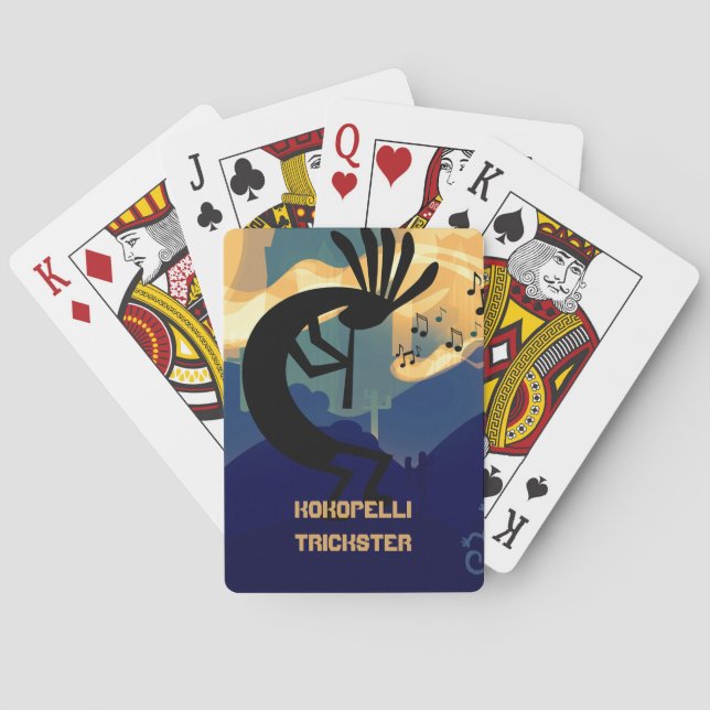 Spirit of Kokopelli Desert Teal Trickster Playing Cards (Back)
