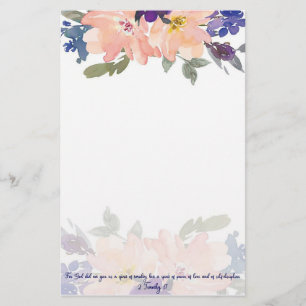 Spirit of Power pink watercolor floral  Stationery