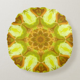 Spirit of solar foliage abstract Pattern  Round Pillow
