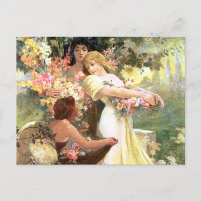 Spirit of Spring Art Nouveau Bridal Postcard (Front)