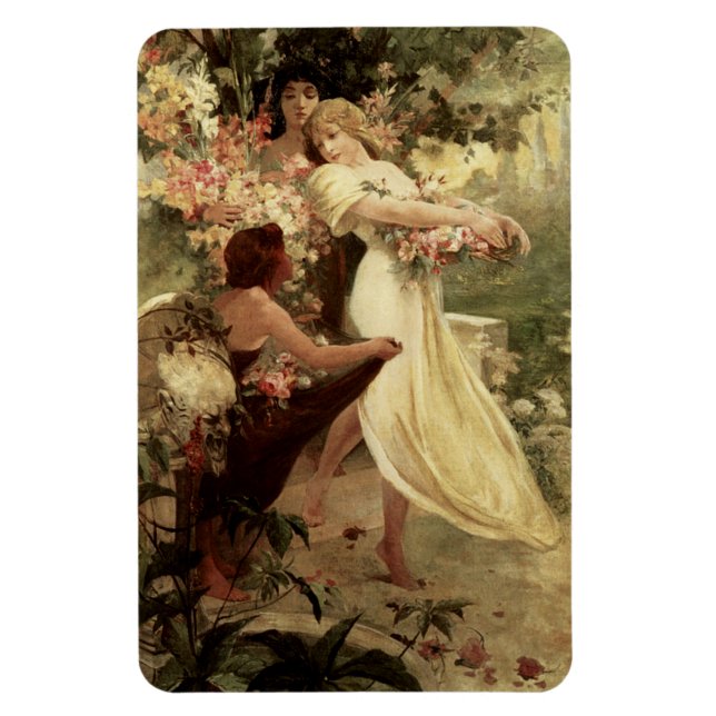 Spirit Of Spring by Alphonse Mucha Magnet (Vertical)