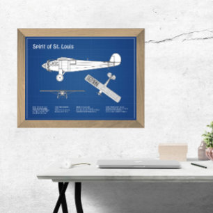 Spirit of St. Louis - Airplane Blueprint Plans ABD Photo Print