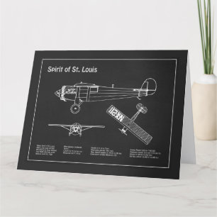 Spirit of St. Louis - Airplane Blueprint Plans PD Thank You Card