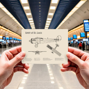 Spirit of St. Louis - Airplane Blueprint Plans SD Postcard