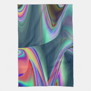 Spirit of Summer Breeze , Abstract 3D Rainbowart Kitchen Towel