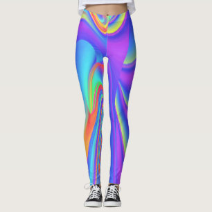Spirit of Summer Breeze , Abstract 3D Rainbowart Leggings