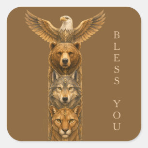 Spirit of the Wild – Totem Pole Art Square Sticker