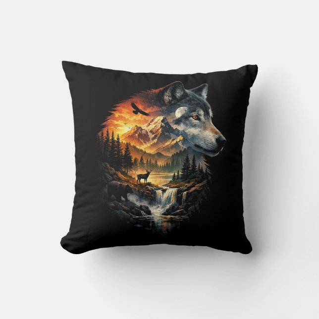 Spirit of the Wilderness Throw Pillow (Front)