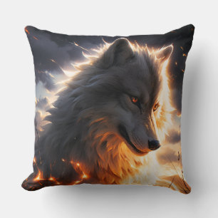 Spirit of the wolf (anime) throw pillow