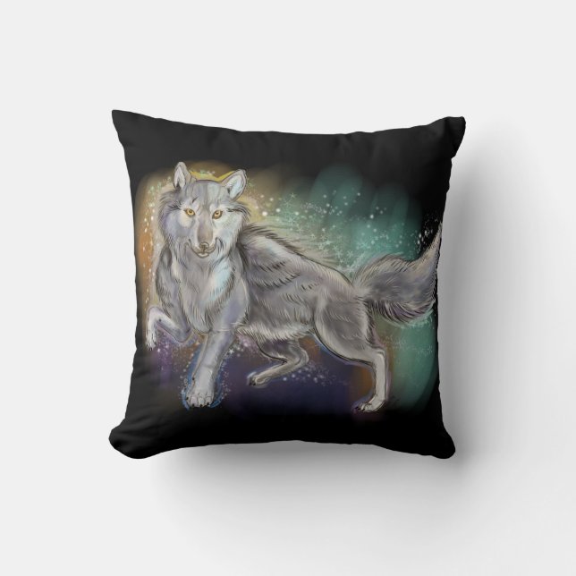 Spirit of the Wolf Throw Pillow (Front)