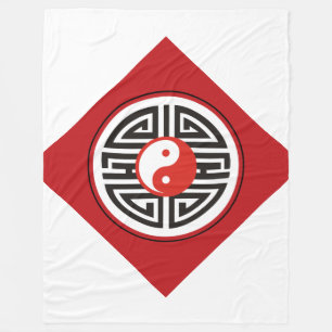Spirit Of Yin & Yang red black + your background Fleece Blanket