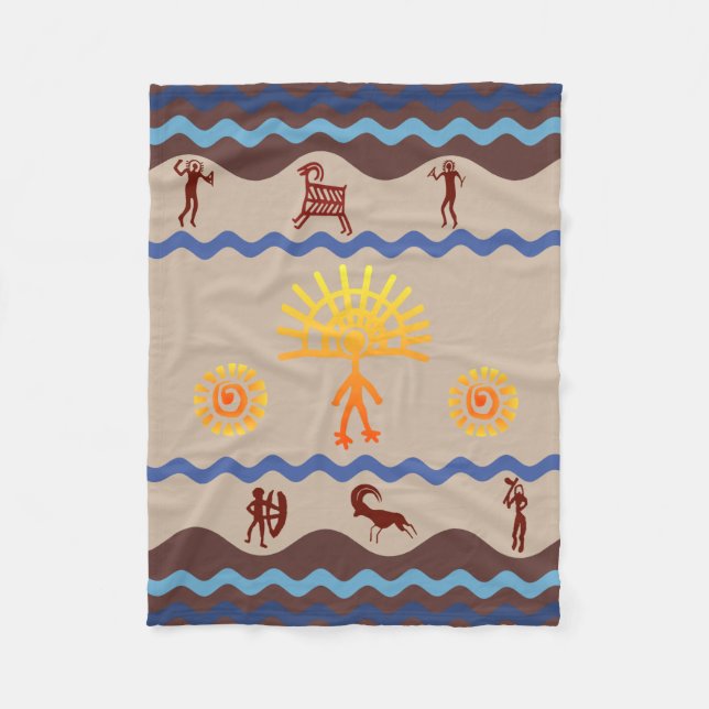 Spirit Path Rock Art Style Fleece Blanket (Front)