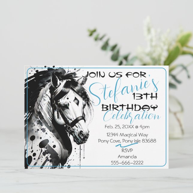 Spirit Pony 10 Birthday Invitation (Standing Front)