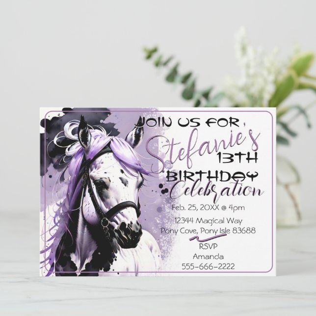 Spirit Pony 26 Birthday Invitation (Standing Front)
