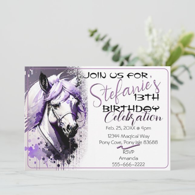 Spirit Pony 27 Birthday Invitation (Standing Front)