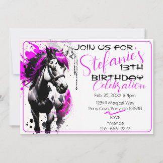 Spirit Pony 32 Birthday Invitation