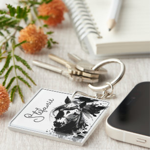 Spirit Pony 3 Black & White Keychain