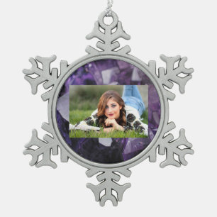 spirit quartz healing holistic purple amethyst snowflake pewter christmas ornament