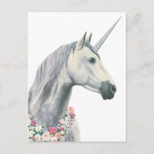 Spirit Unicorn with Flowers Around Neck Postcard